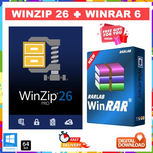 Winzip 26 Pro SUITE Archive Software RAR Compress Uncompress Zip Unzip for 8PCs